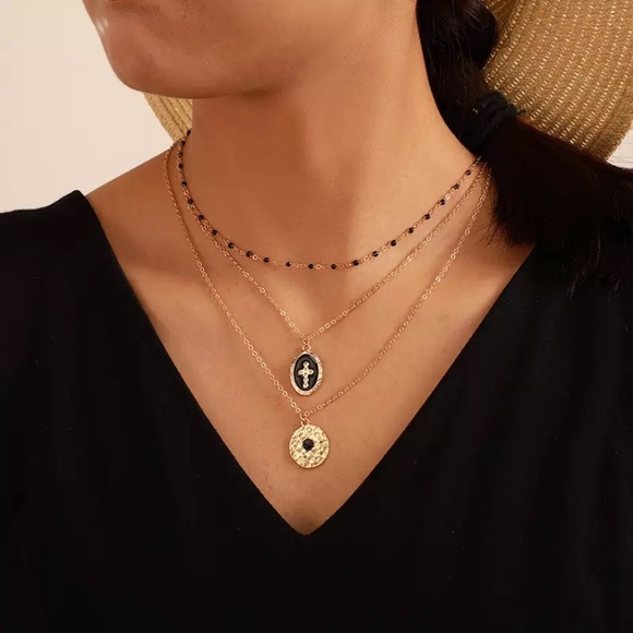 “Christina” Boho Pendant Bead Cross Layer Necklace - Picture 8 of 8